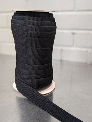 25mm (1") Soft Ribbed Elastic - Black