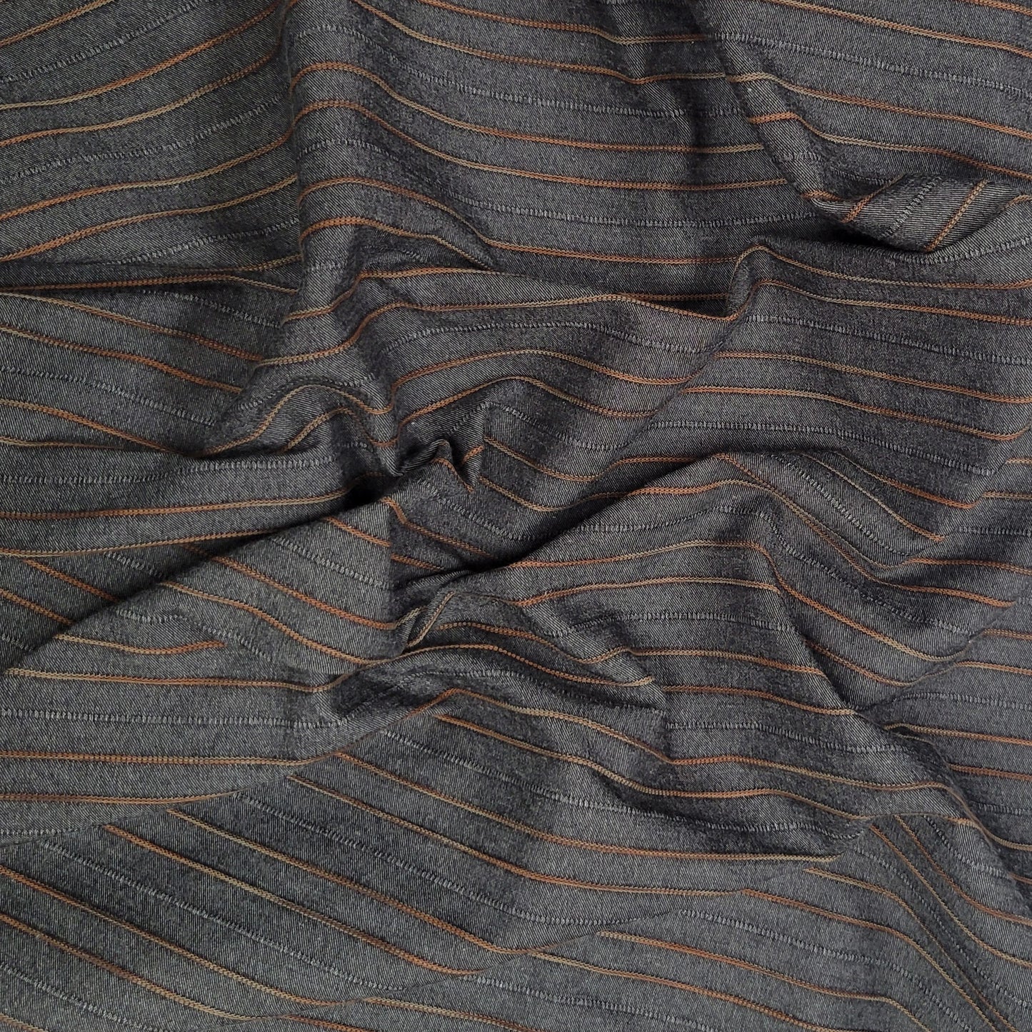 Yarn Dyed Cotton Blend Stretch Twill - Charcoal Stripe - Film Studio Deadstock