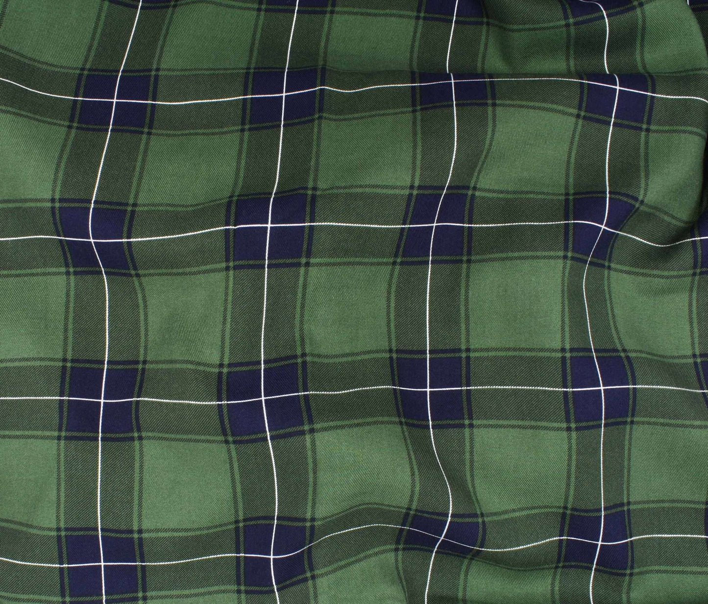 Rayon Twill - Green & Blue Plaid