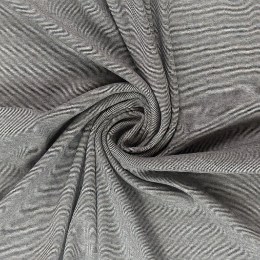 25" Remnant - Yarn Dyed Organic Cotton 1x1 Rib Knit - Black & White Stripe - Made in Canada