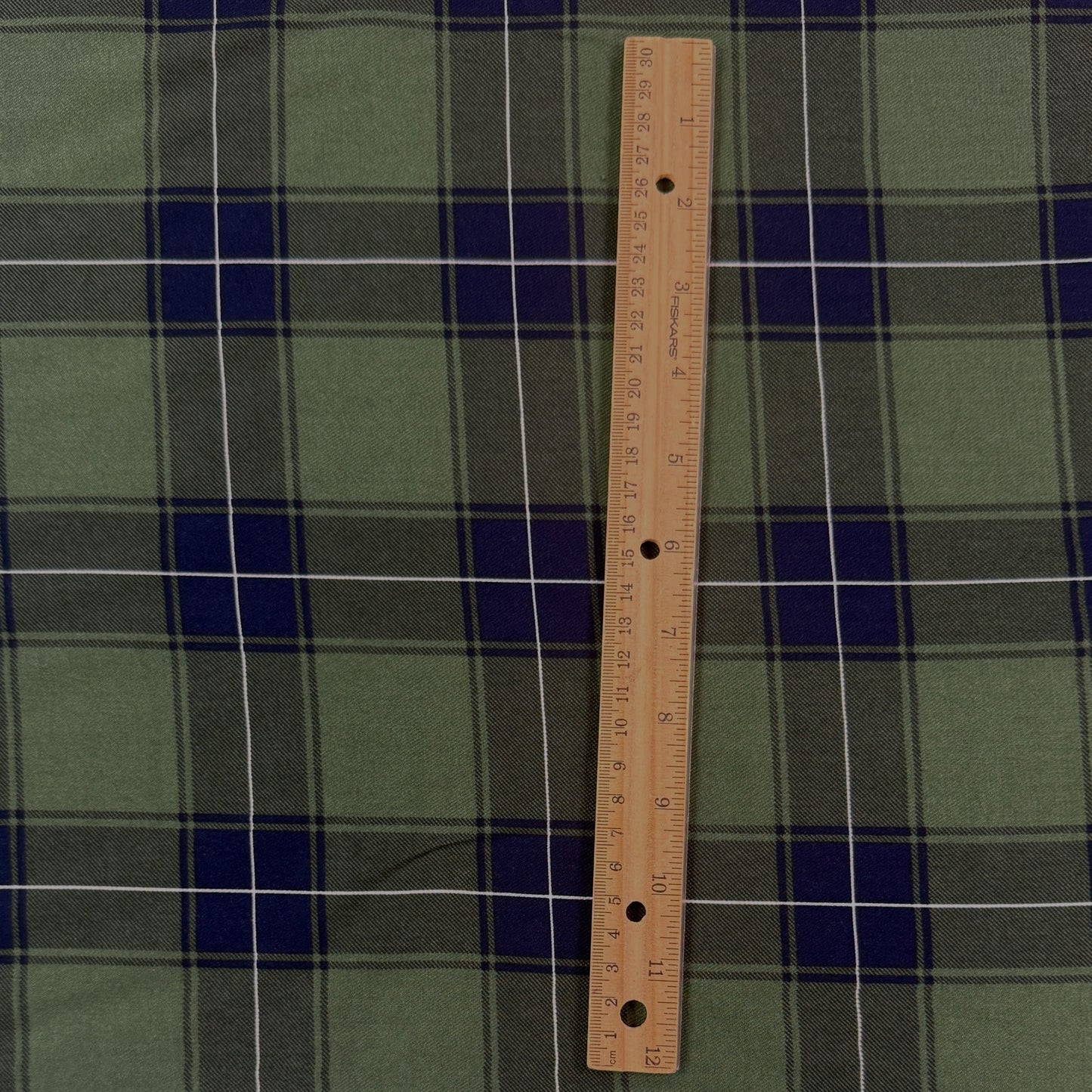 Rayon Twill - Green & Blue Plaid