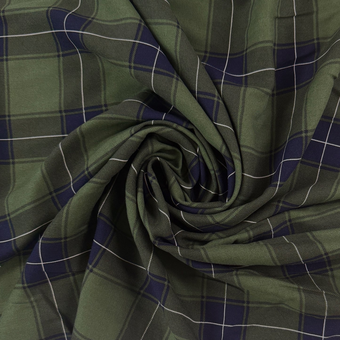 Rayon Twill - Green & Blue Plaid