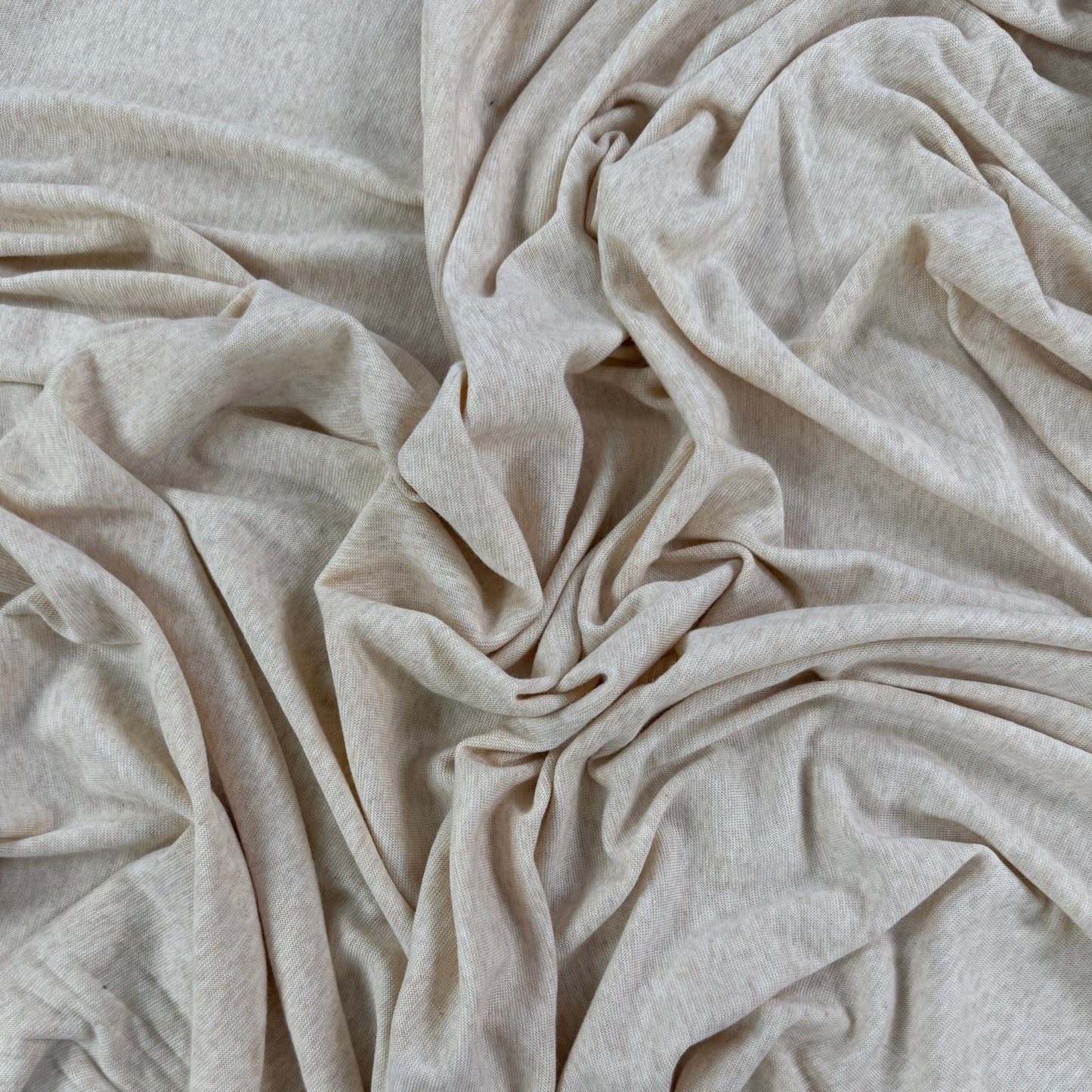 Bamboo Cotton 1x1 Rib Knit - Heathered Almond