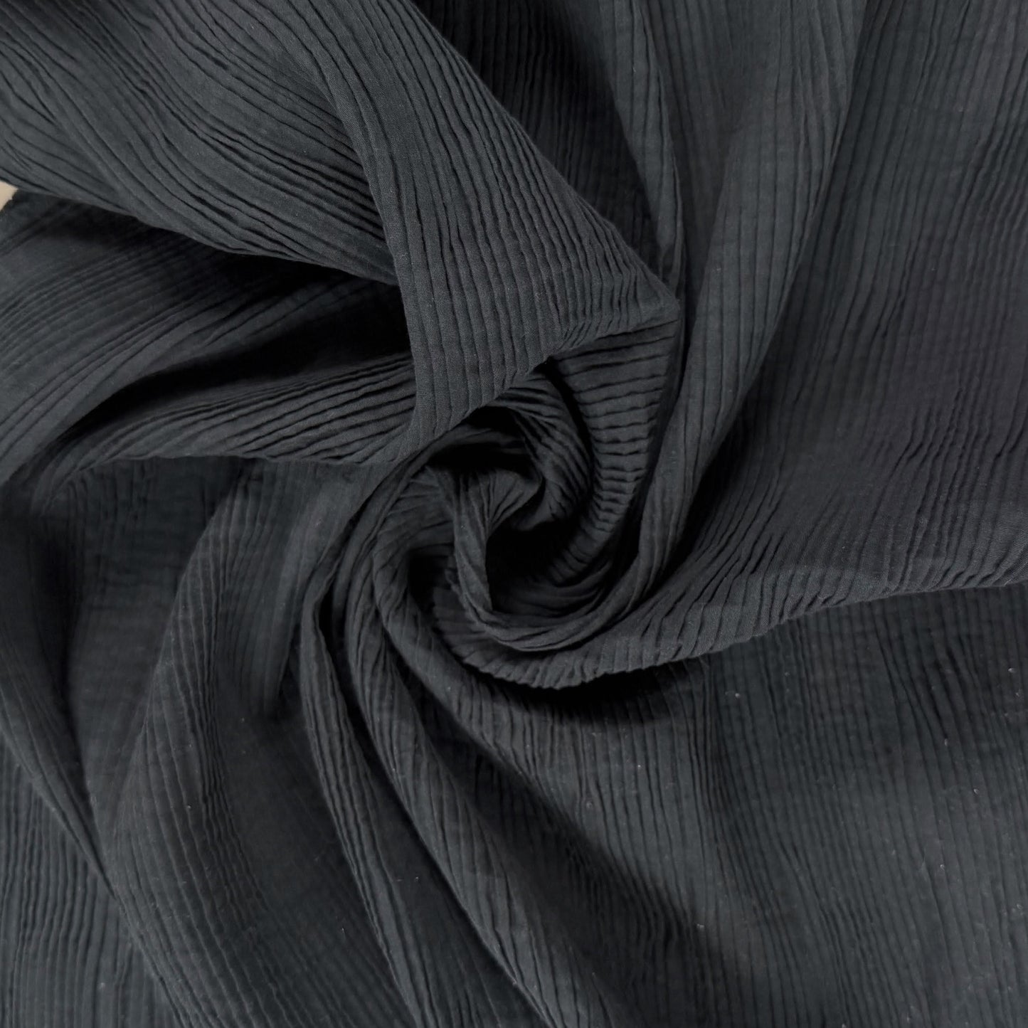 Cotton/Viscose Plisse Crepe - Black - Film Studio Deadstock