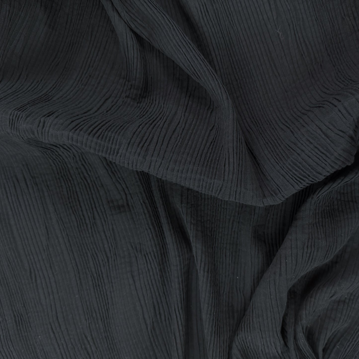 Cotton/Viscose Plisse Crepe - Black - Film Studio Deadstock