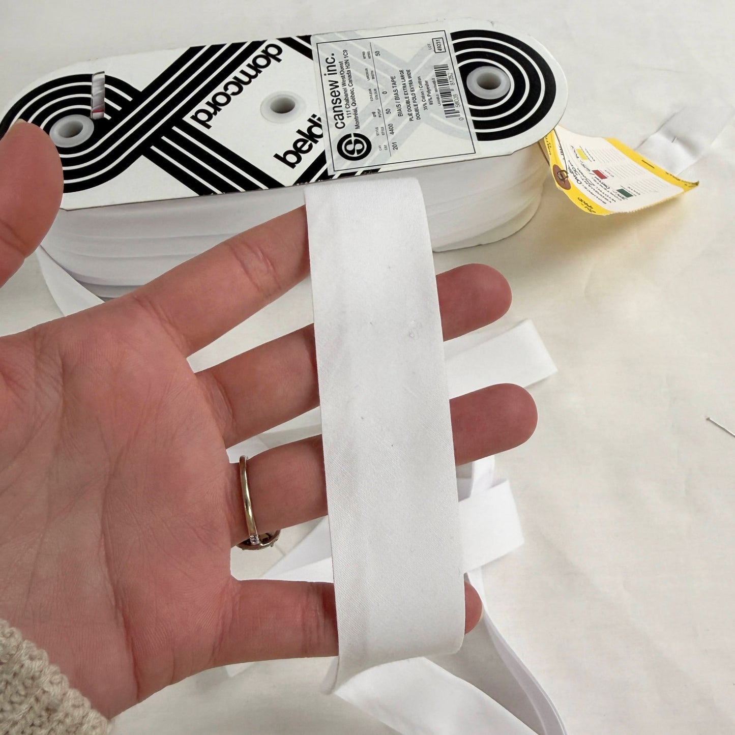 Quilt Bias Binding Extra Wide Double Fold 25mm (1") - White