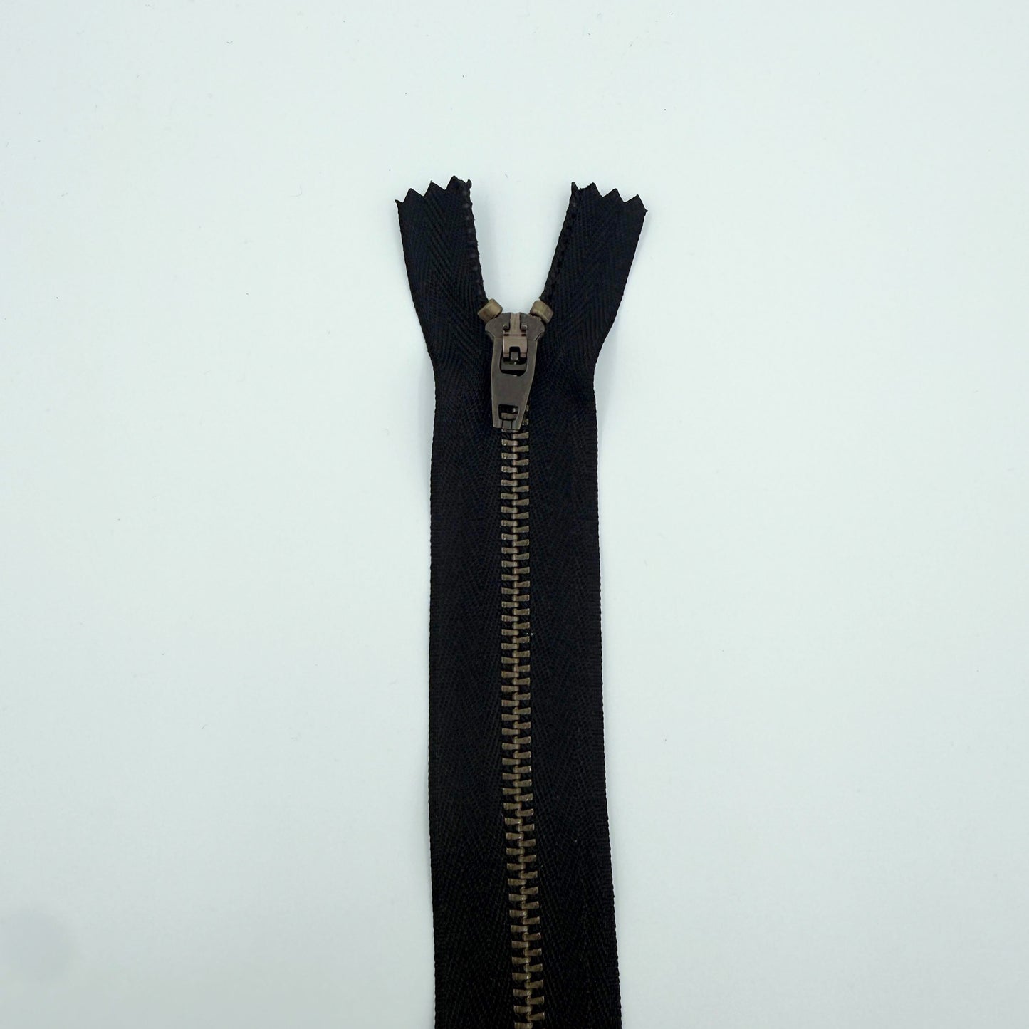 #4.5 Antique Brass Jean/ Pant Zippers - 9" - Black - Close Ended