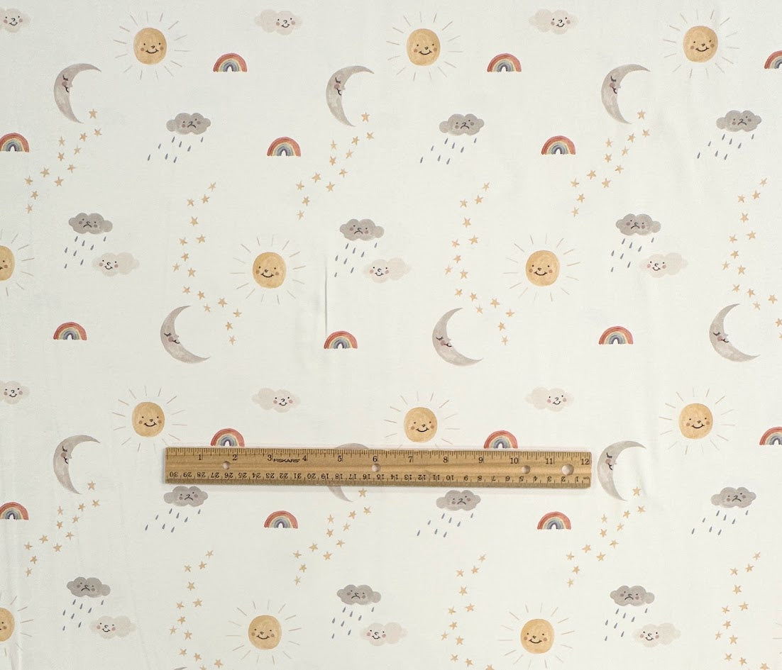 48" Remnant - Weather - Sun & Moon - Cotton Jersey Knit