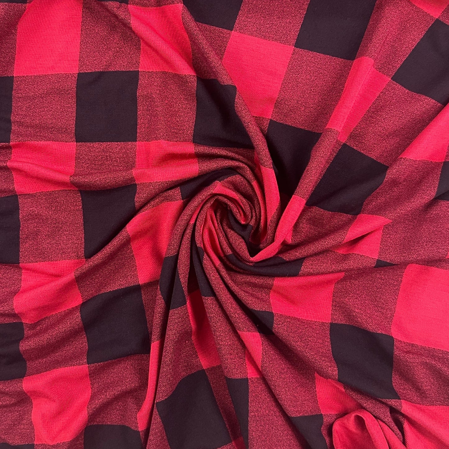 12" Remnant - Bamboo Jersey - Red Buffalo Plaid