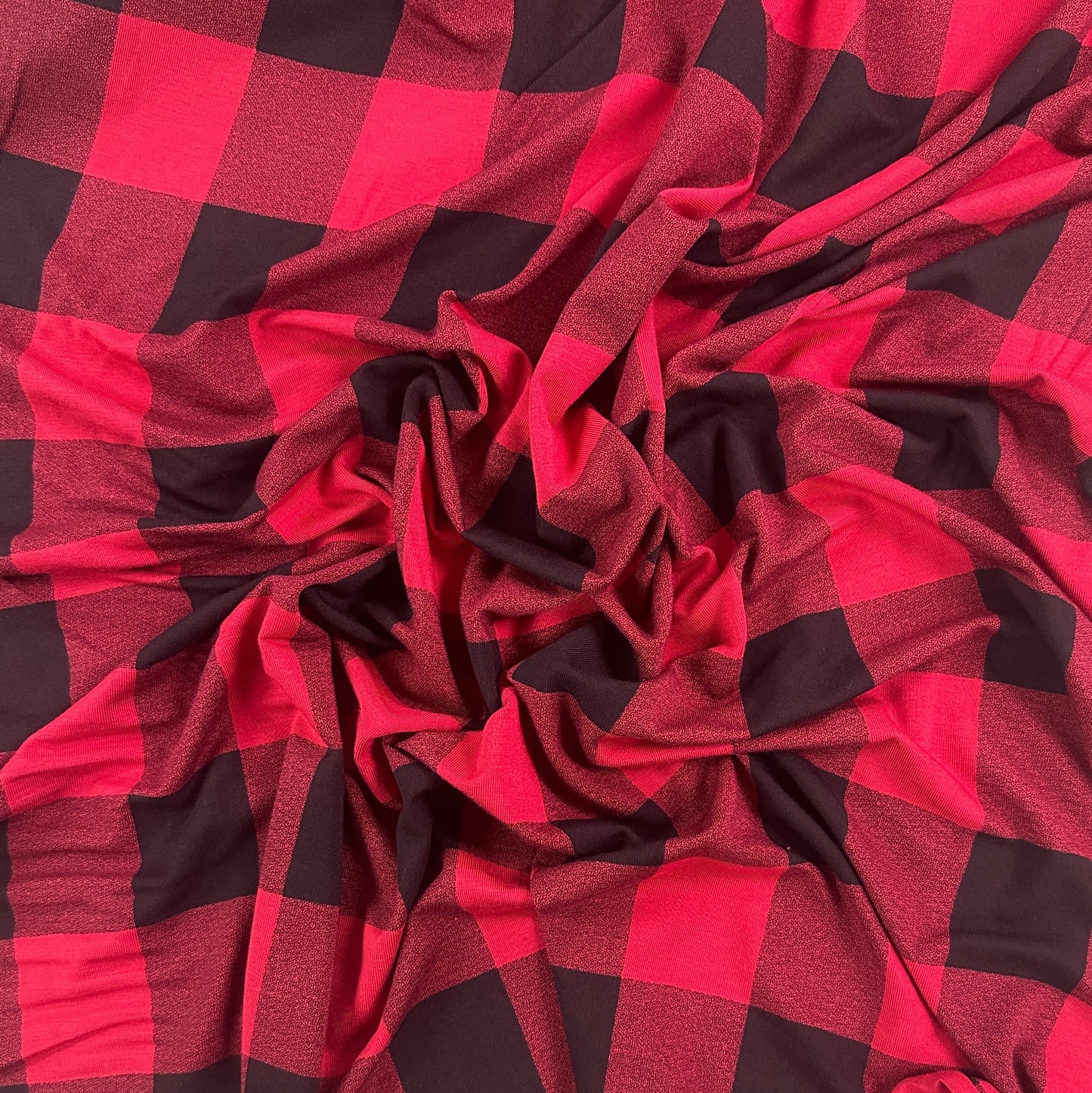 12" Remnant - Bamboo Jersey - Red Buffalo Plaid