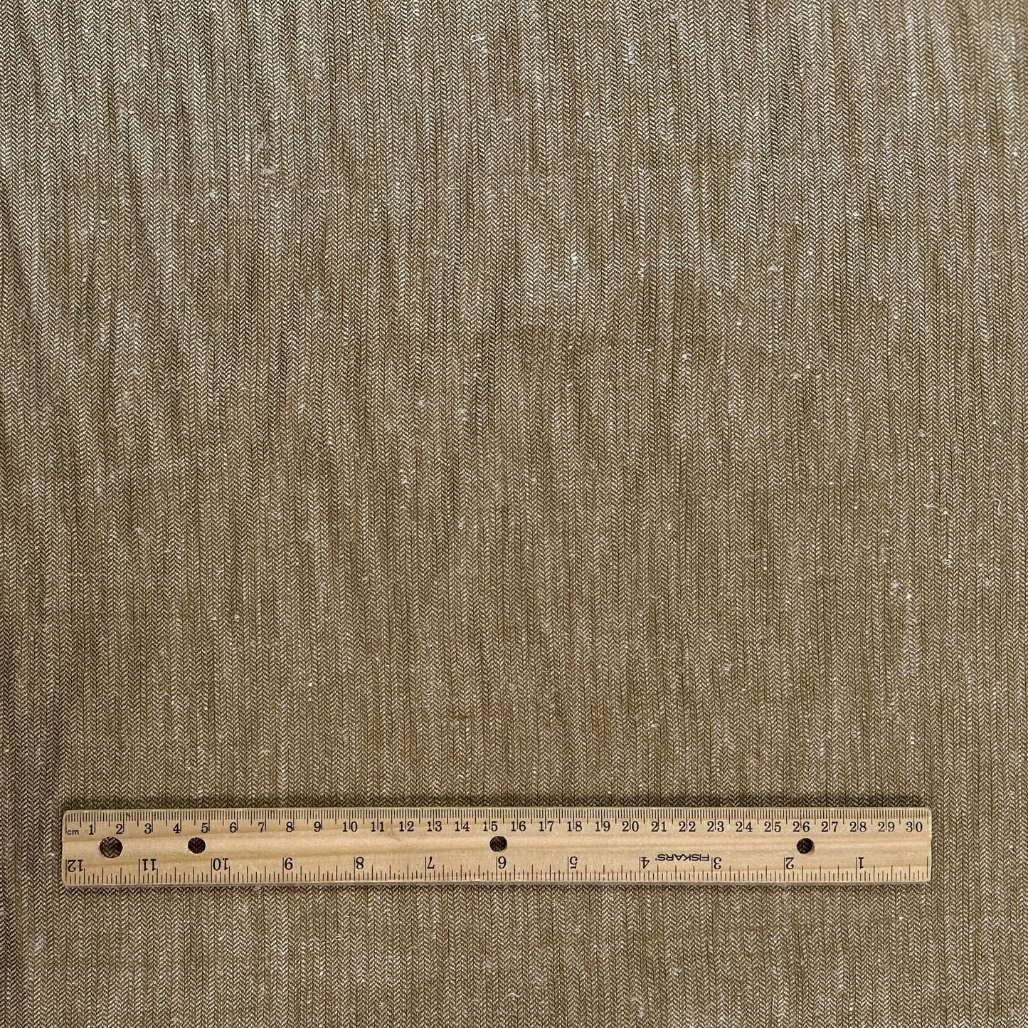 39" Remnant - Yarn Dyed Cotton Herringbone Twill - Golden Brown & Ivory - Deadstock