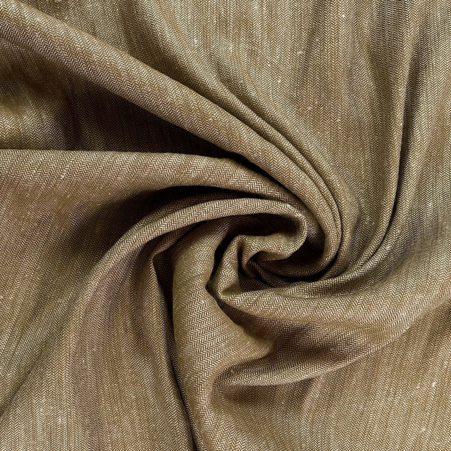 39" Remnant - Yarn Dyed Cotton Herringbone Twill - Golden Brown & Ivory - Deadstock