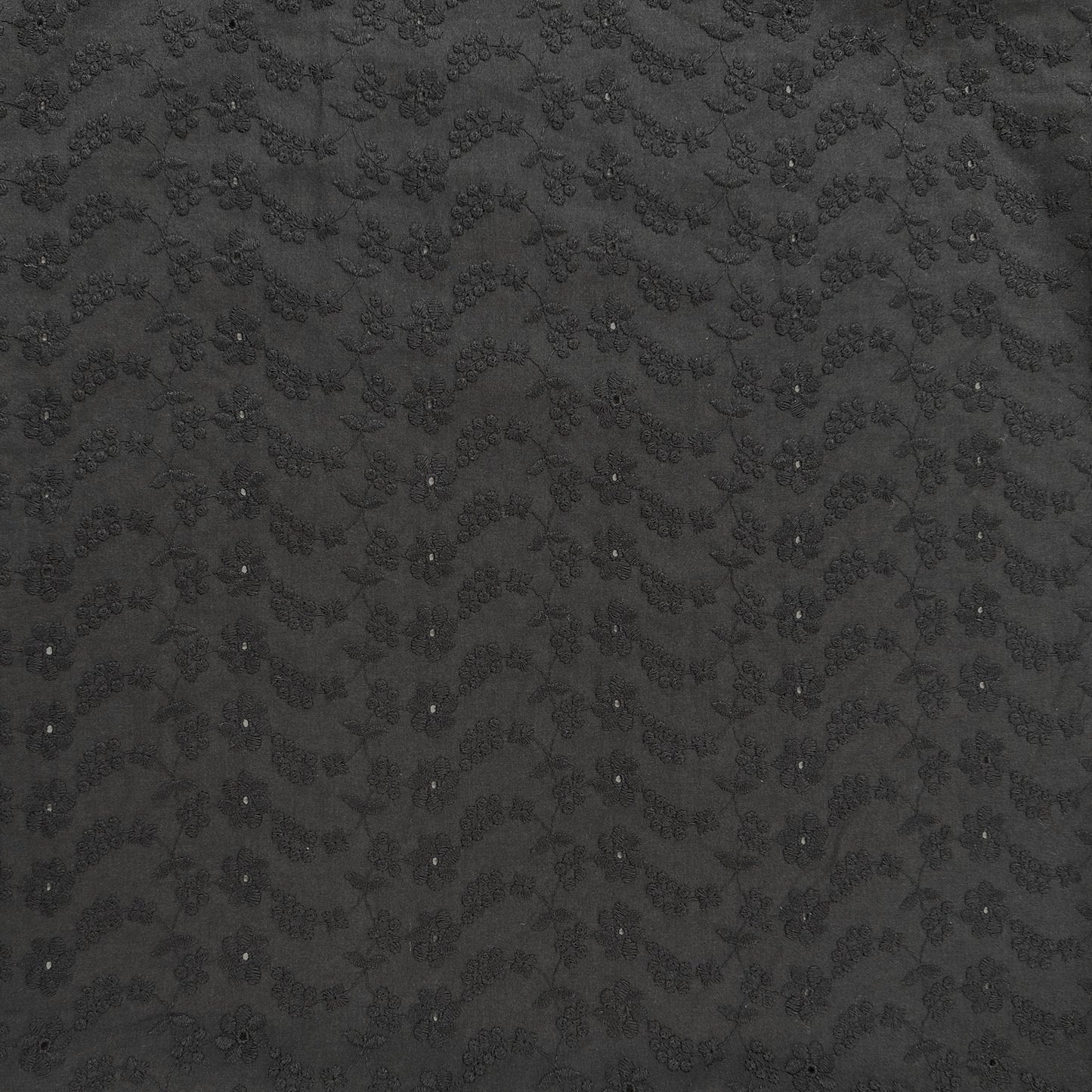 Floral Vines - Black - Cotton Eyelet Embroidery