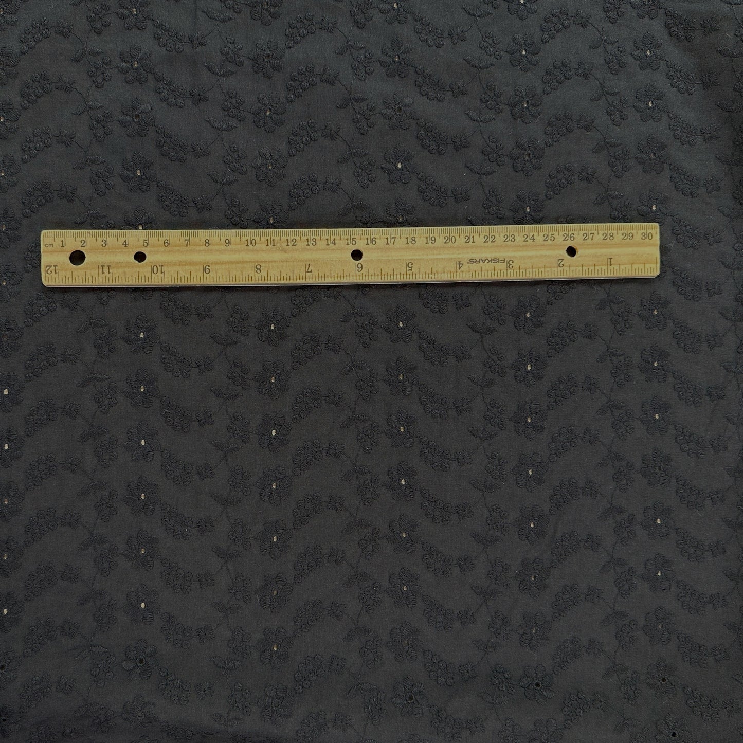 Floral Vines - Black - Cotton Eyelet Embroidery