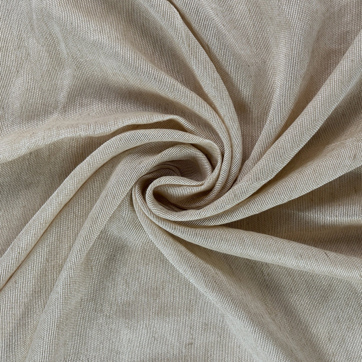 Linen Blend Yarn Dyed Fabric - Beige & White - Deadstock