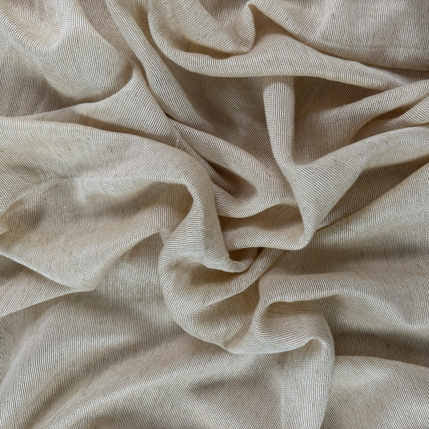 Linen Blend Yarn Dyed Fabric - Beige & White - Deadstock