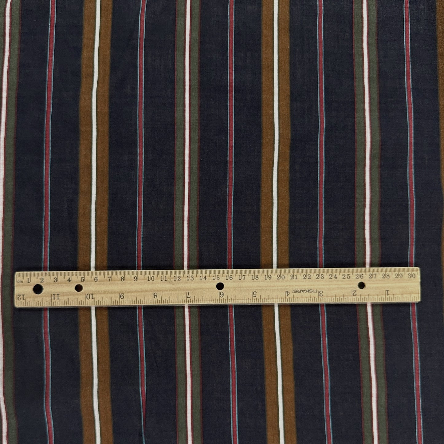 Navy Verona Stripe - Rayon Cotton Voile