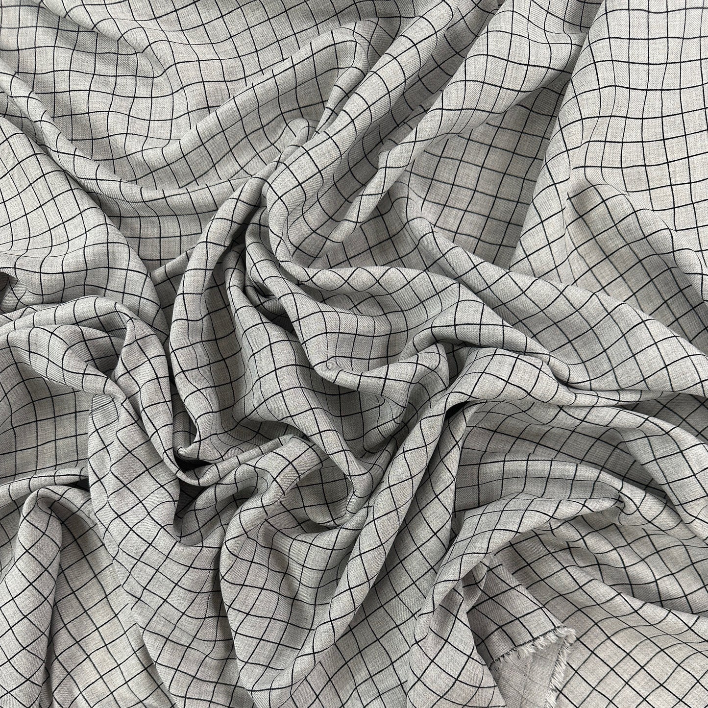 Grey - Viscose Check Print