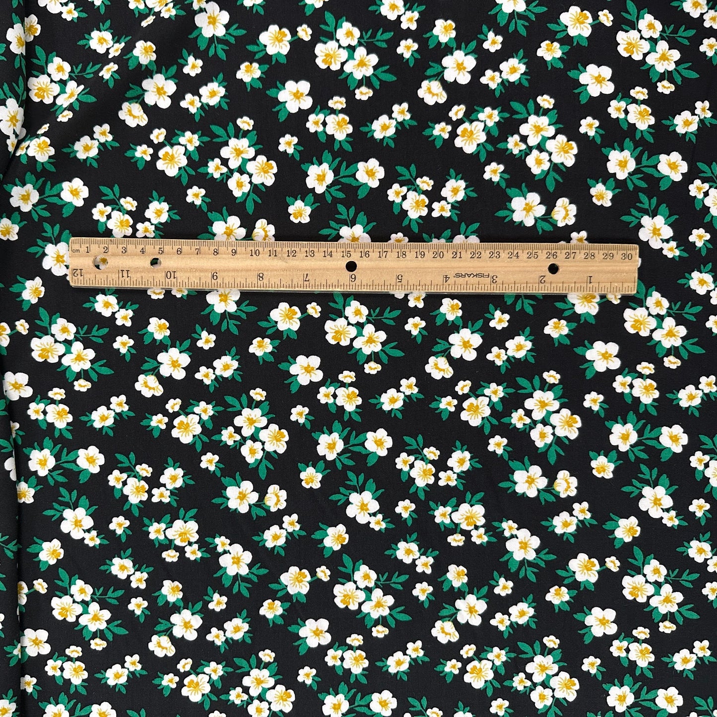 Black and Yellow Floral - Rayon Poplin