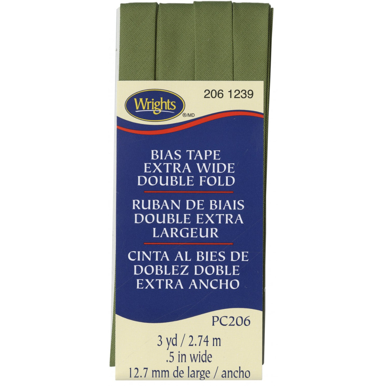 Wrights Bias Tape Extra Wide Double Fold 13mm x 2.75M Leaf #1239