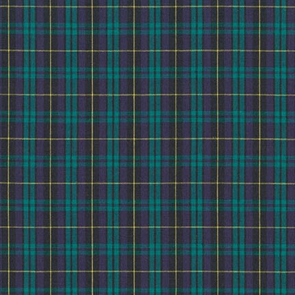 19" Remnant - Sevenberry Classic Plaids Collection - Hunter Green & Yellow - Woven Shirting Fabric