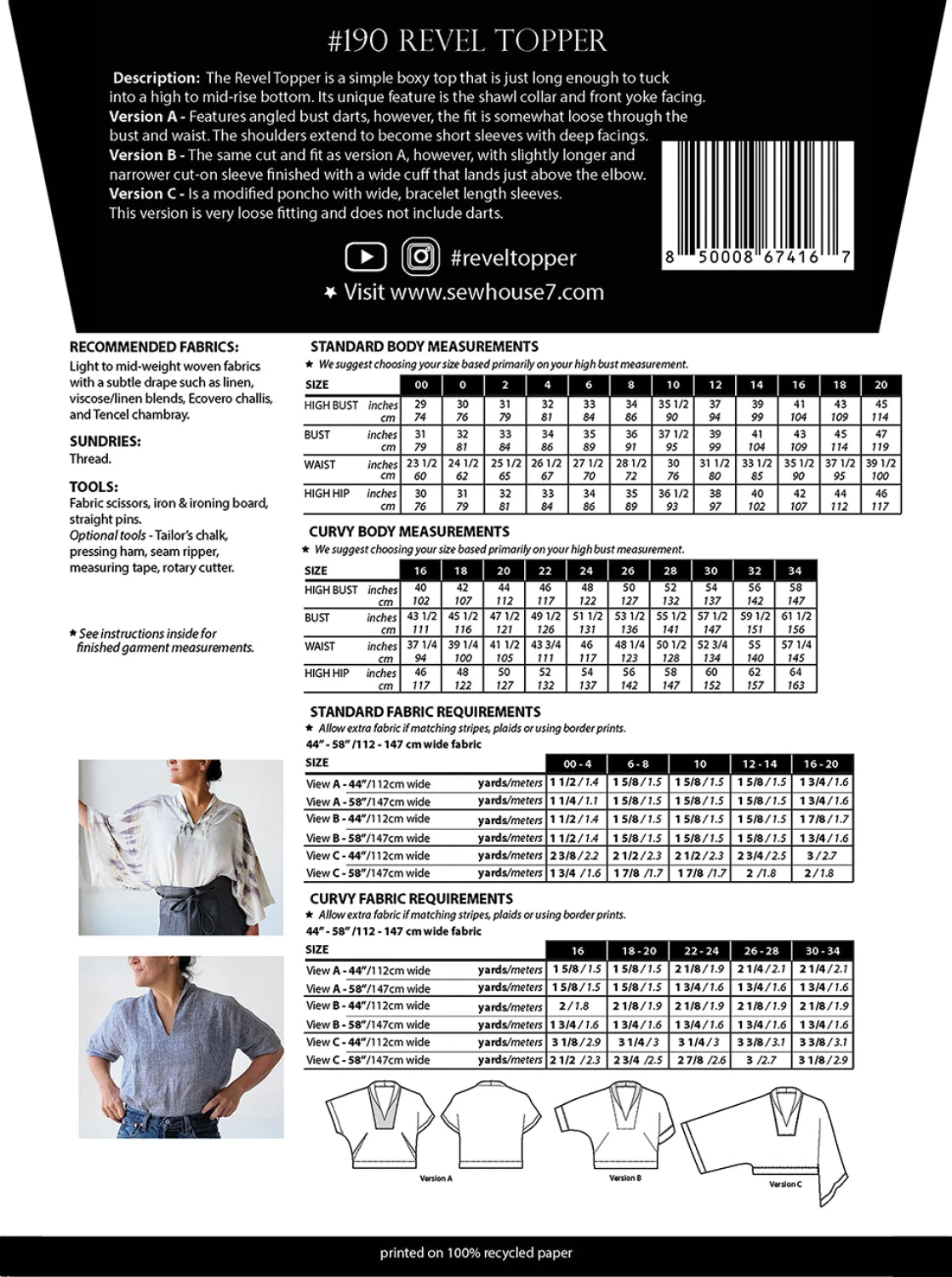 Sew House Seven - Revel Topper Sizes 00-34