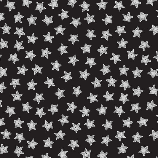 Starfish - Black - Reef Life by Wee Gallery - Cotton Fabric