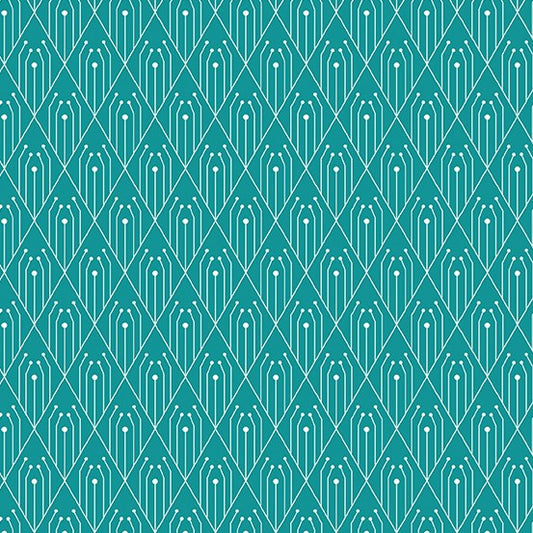 Century Prints - Art Deco - Diamons - Teal - Cotton Quilting Fabric