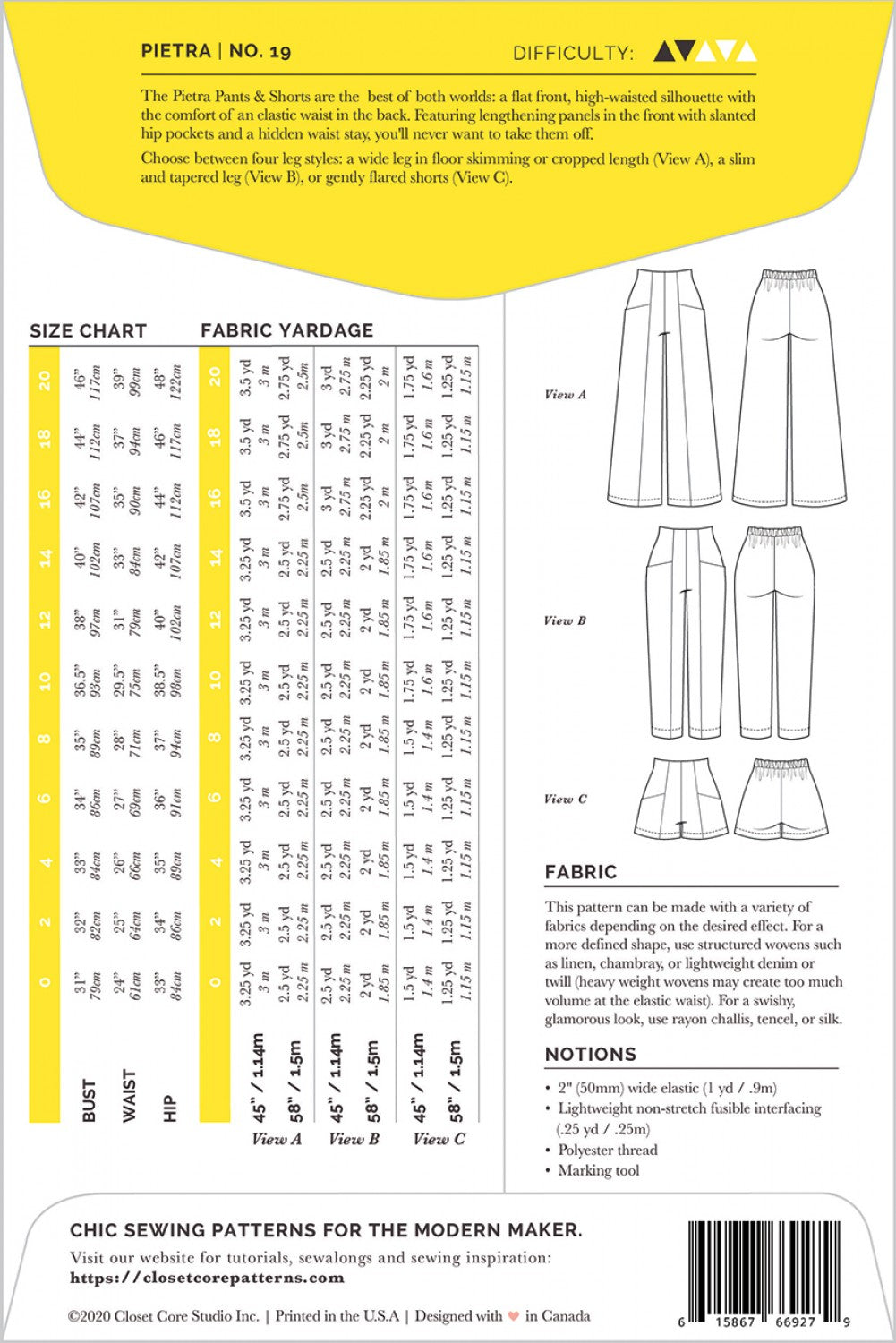 Pietra Pants & Shorts - By Closet Core Patterns