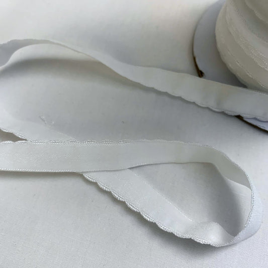 1/2" (12mm) Pre-Folded Scalloped Matte White Elastic