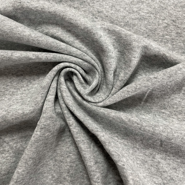 Cotton Spandex 1x1 Rib Knit Fabric - Light Heather Grey