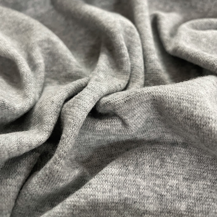 Cotton Spandex 1x1 Rib Knit Fabric - Light Heather Grey