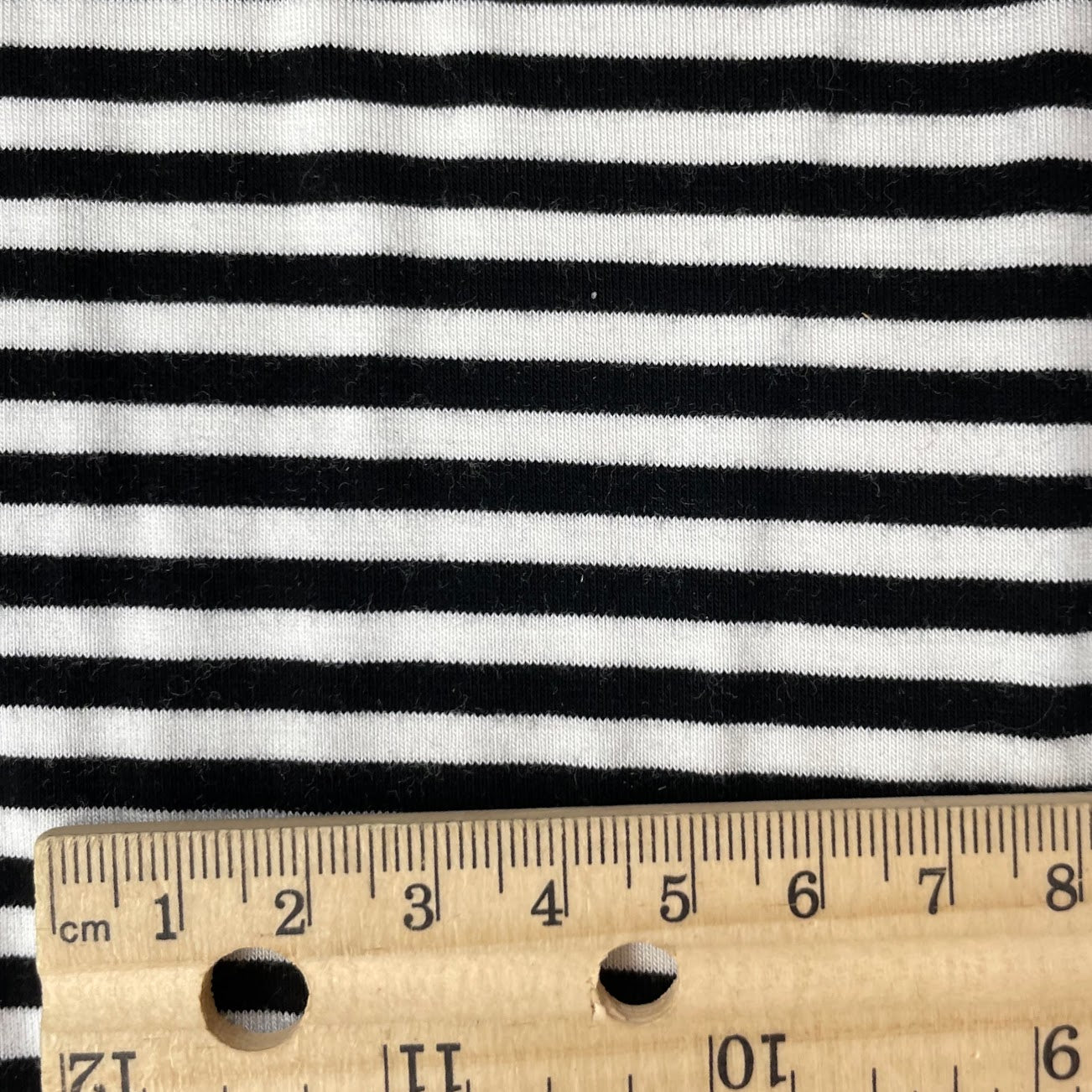 25" Remnant - Bamboo Stretch Jersey Knit - Black and White Stripes - Yarn Dyed - Deadstock - 250gsm