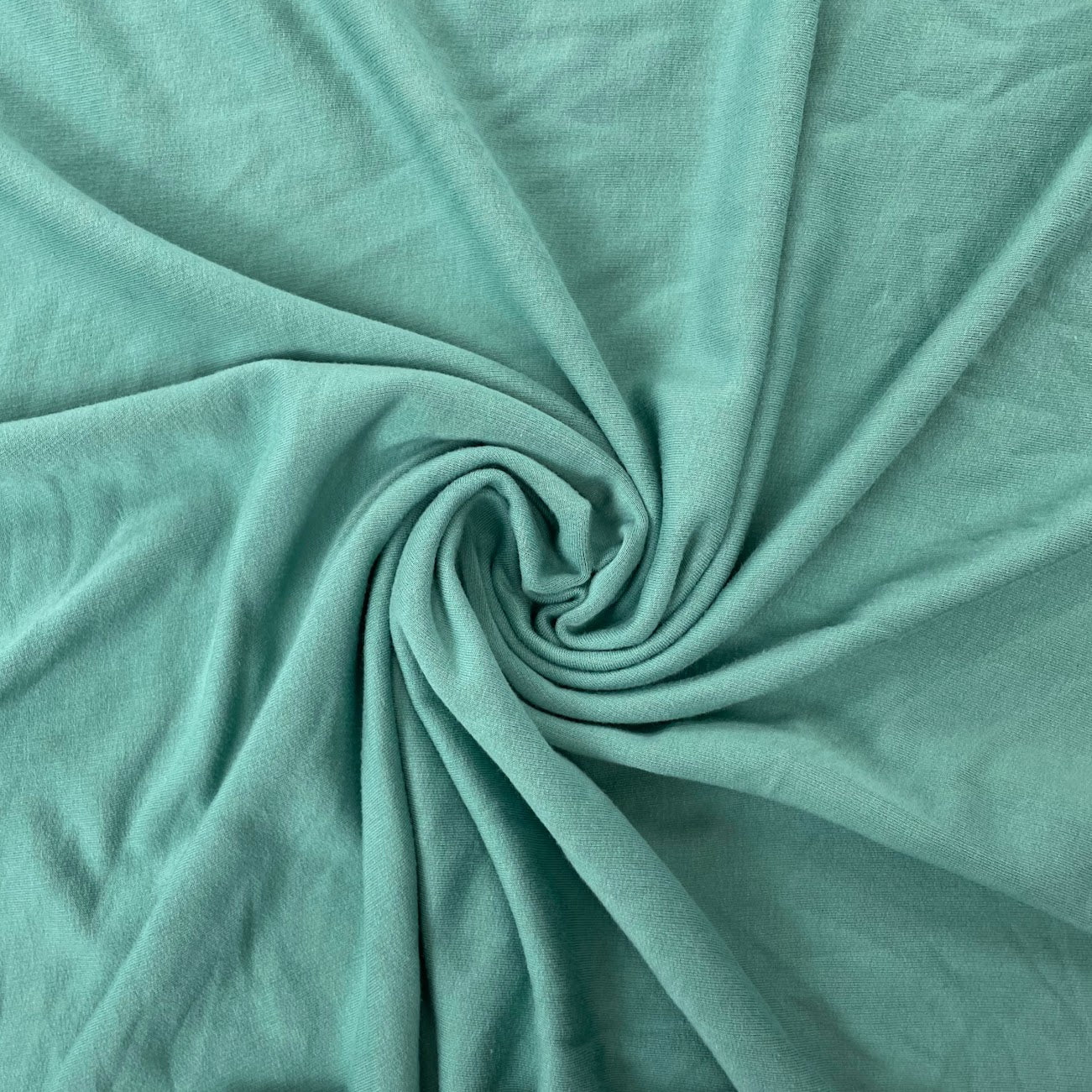 Bamboo Stretch Sweater Fleece Knit - Beryl Green - Deadstock - 350gsm