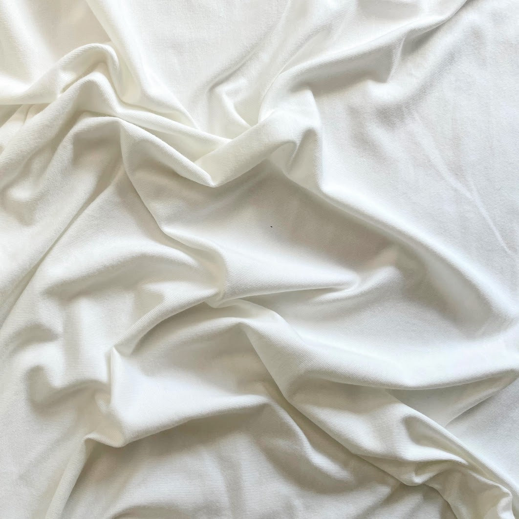 Bamboo/Cotton Stretch Jersey - Ivory / Off-white