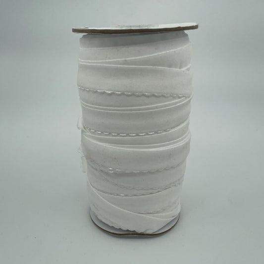 3/4" (19mm) Pre-Folded Scalloped Matte White Elastic