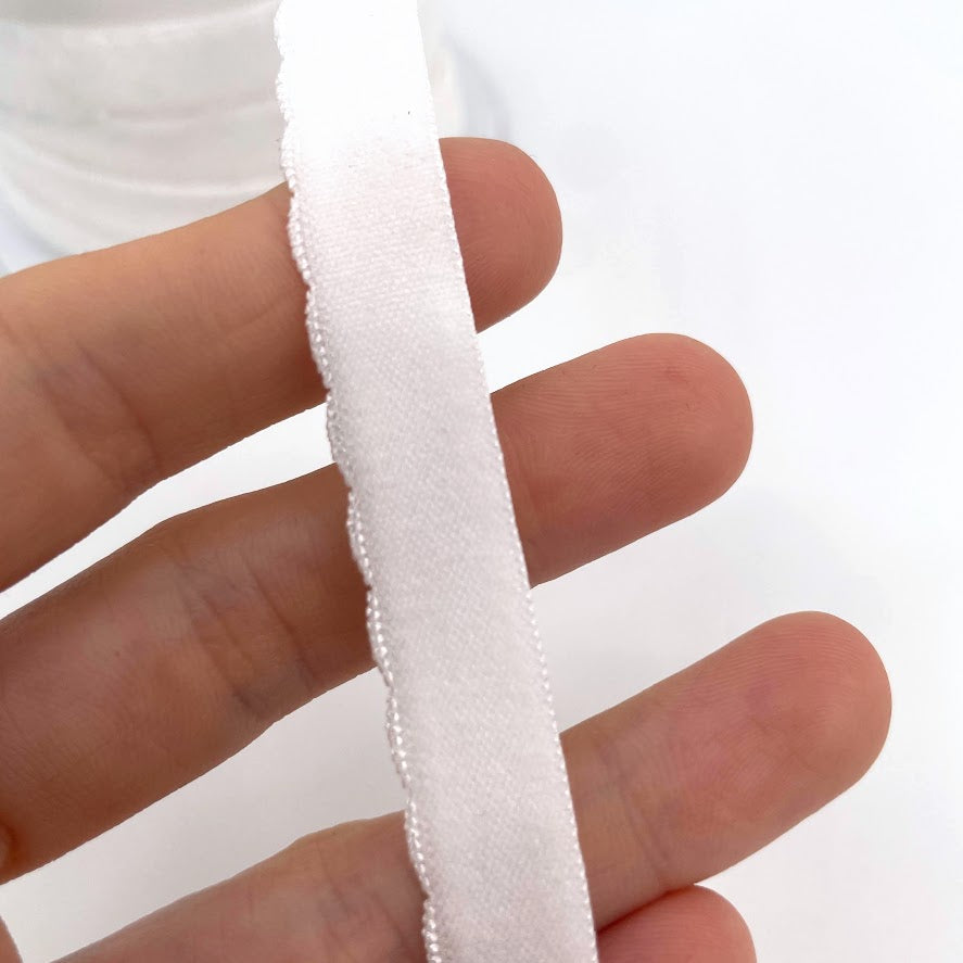1/2" (12mm) Pre-Folded Scalloped Matte White Elastic