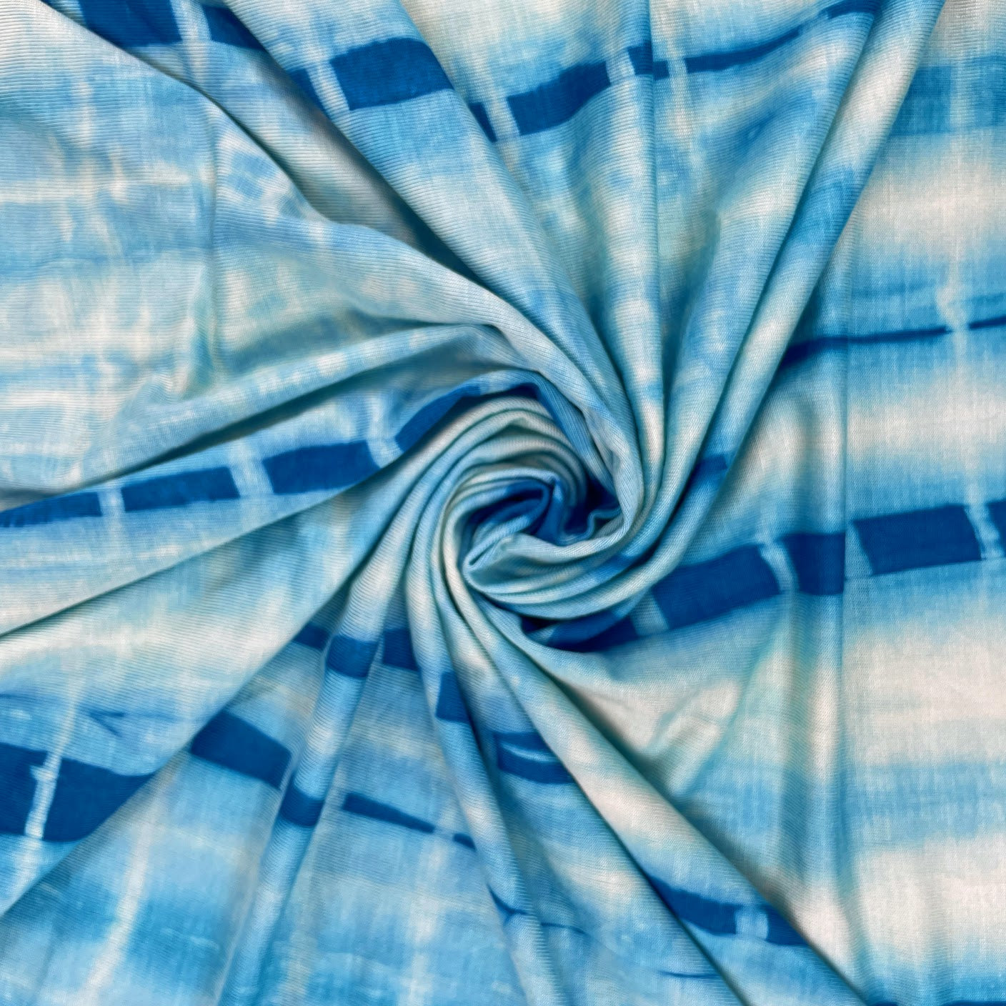 12" Remnant - Bamboo Stretch Jersey Knit - Mykenos Shibori - Deadstock - 250gsm