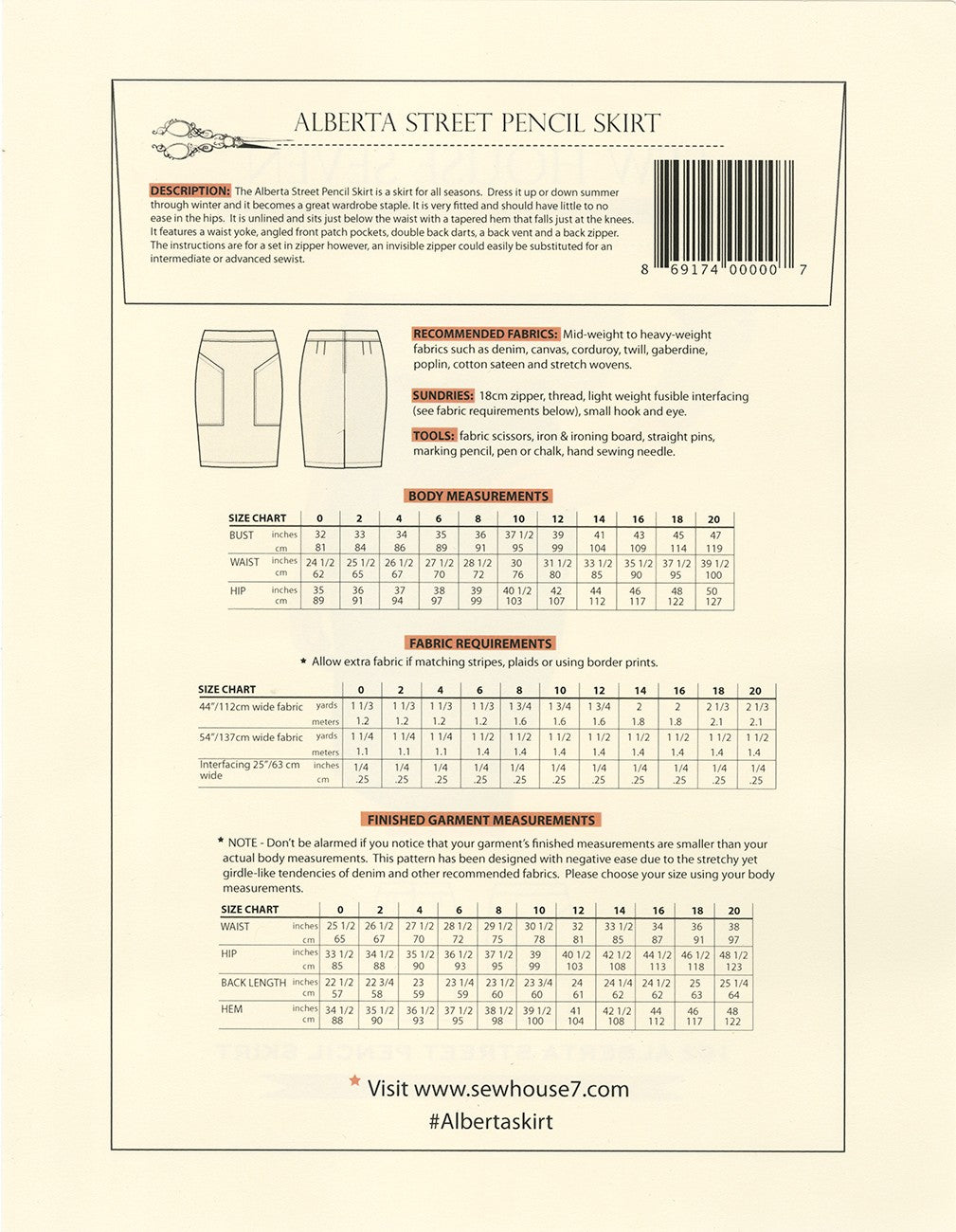 Sew House Seven - 102 - Alberta Street Pencil Skirt