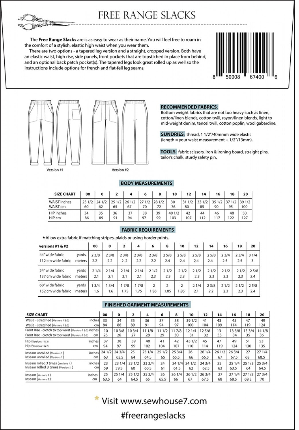 Sew House Seven - Free Range Slacks Sizes 0-20