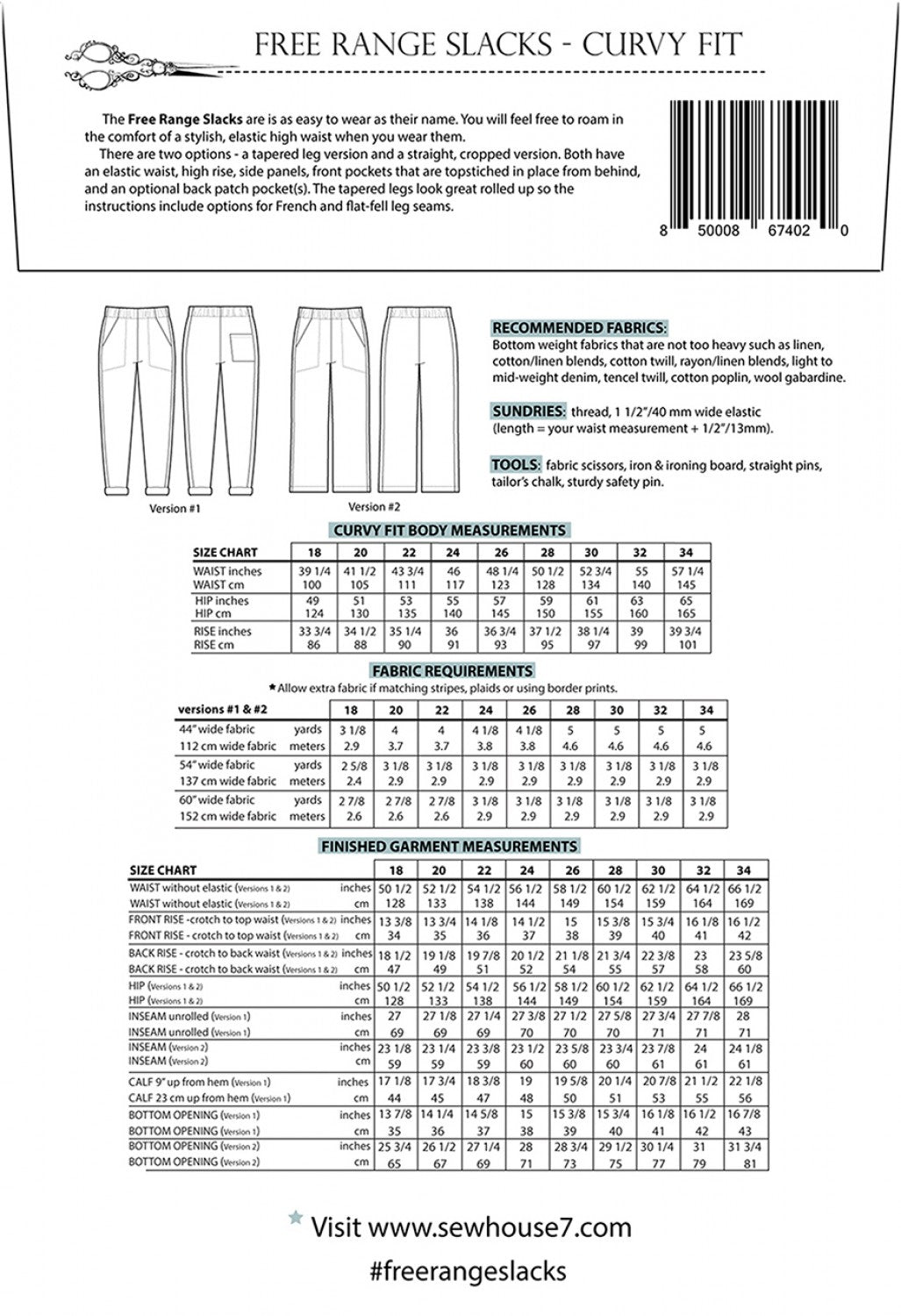 Sew House Seven - Free Range Slacks Curvy Sizes