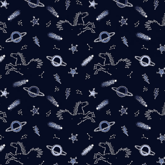 Interstellar - Midnight - City Of Stars - Mystical Creatures - Cotton Fabric