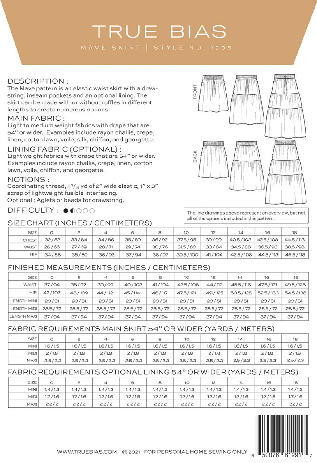 Mave Skirt - 0 - 18 - By True Bias Patterns