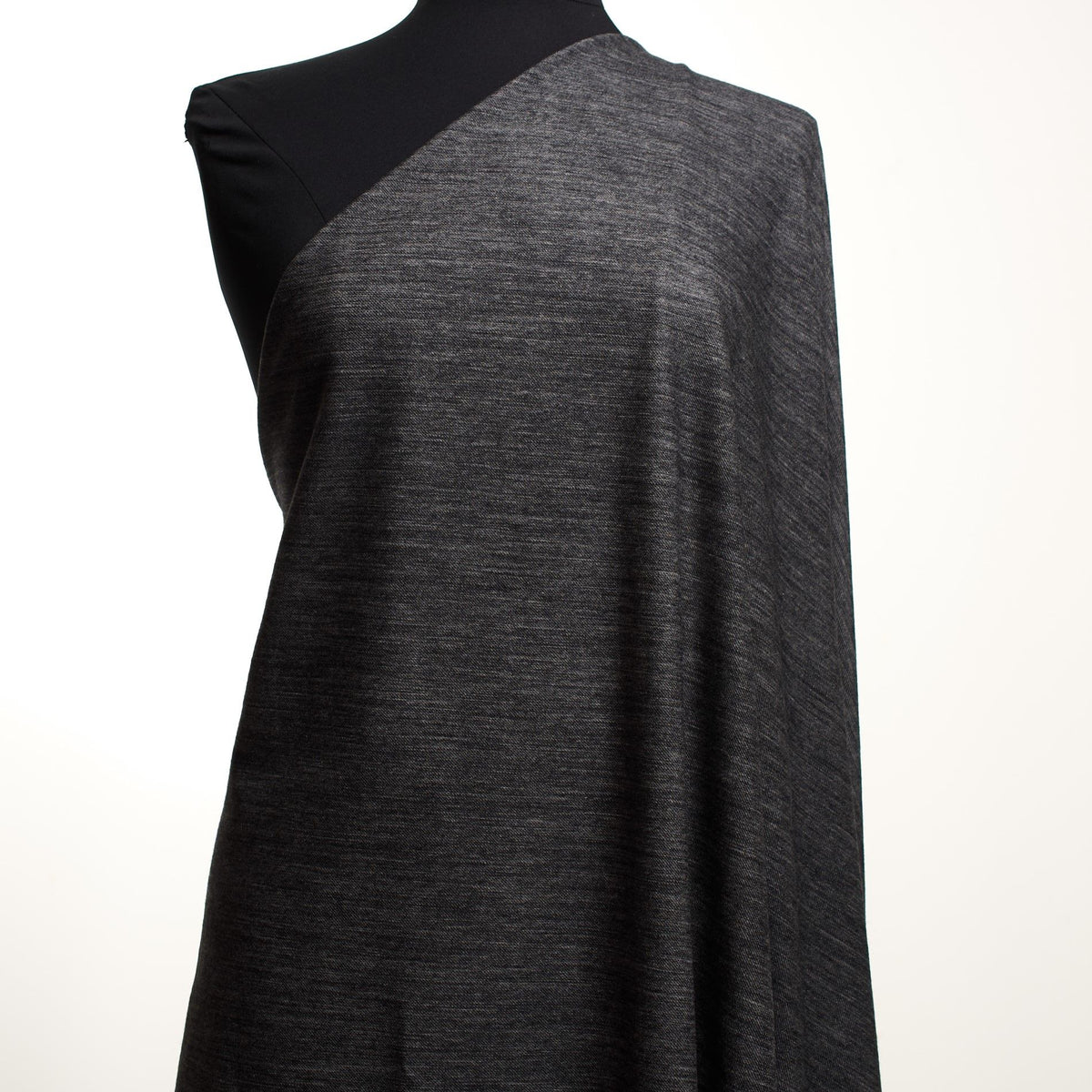 Virgin Wool & Cotton Twill Jersey - Heathered Charcoal - Italy Designer Deadstock