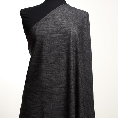 Virgin Wool & Cotton Twill Jersey - Heathered Charcoal - Italy Designer Deadstock