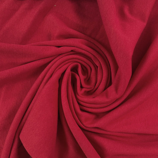 Bamboo Cotton 1x1 Rib Knit  - Red - Deadstock