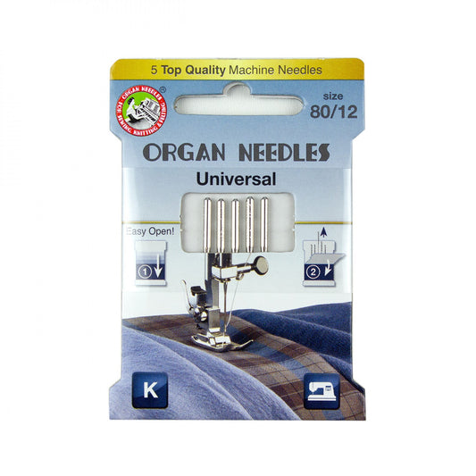 ORGAN Brand Needles Universal Size 80/12 - 5 count