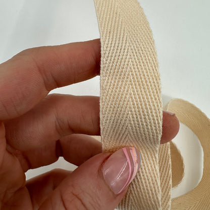 19mm (3/4 inch) Herringbone Twill Tape 100% Cotton - Natural - By the Meter