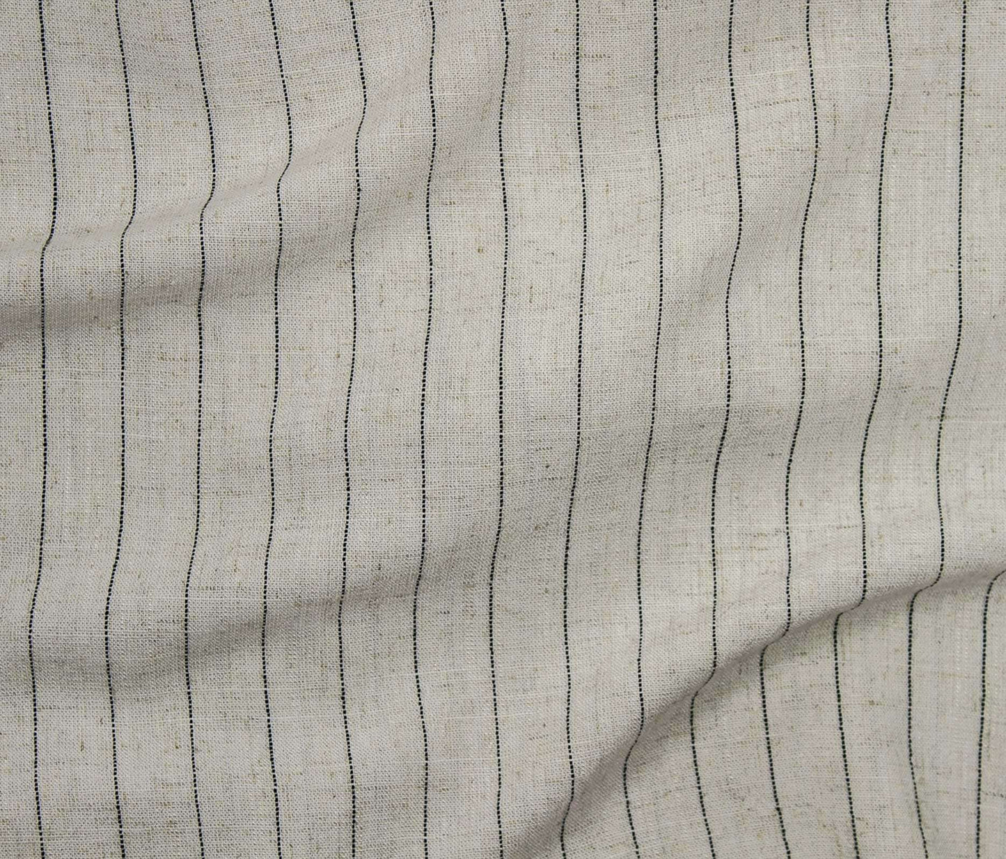 Silky Linen Rayon Noil - Natural & Black Stripe
