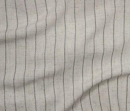 Silky Linen Rayon Noil - Natural & Black Stripe